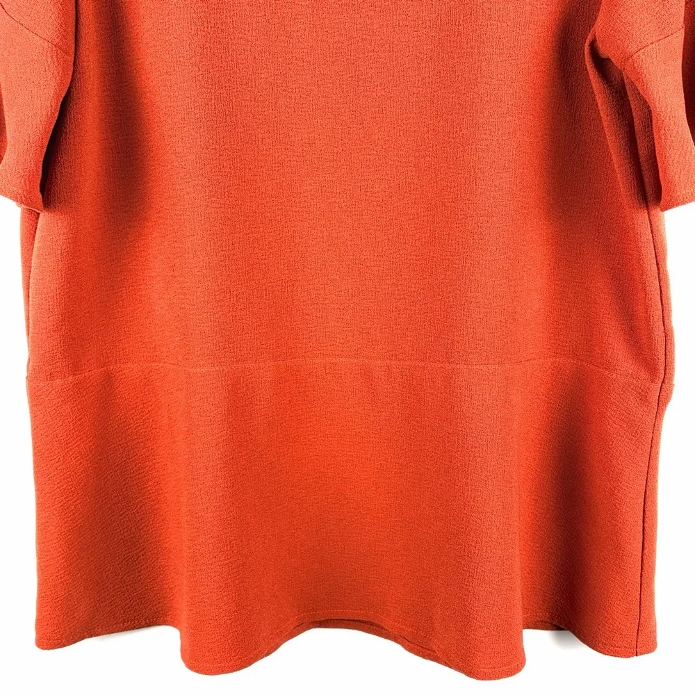 Madewell XS Orange Textured Flutter Sleeve Peplum Blouse Top - Picture 7 of 13